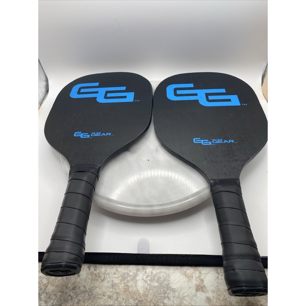 Pair of Go Time‎ Gear Wood 2 player Pickleball Paddle Beginner Black Blue *Read